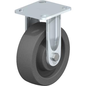 Impact-Resistant Caster - 6-5/16" (160.3375 mm), 1250 lbs. (567 kg.), Nylon, Rigid, Steel, 2" (50.8 mm), 2-5/8" x 3-5/8" (67 mm x 92 mm) - 3" x 3" (76 mm x 76 mm), 3/8" (9.52 mm), 4" x 4-1/2" (102 mm x 114 mm)