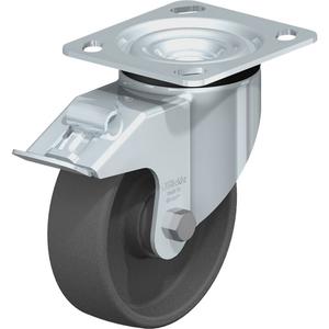 Impact-Resistant Caster - 5" (127 mm), 660 lbs. (300 kg.), Nylon, Swivel with Brake, Steel, 1-9/16" (40 mm), 2-5/8" x 3-5/8" (67 mm x 92 mm) - 3" x 3" (76 mm x 76 mm), 3/8" (9.52 mm), 4" x 4-1/2" (102 mm x 114 mm)