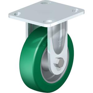 High-Quality Caster - 5" (127 mm), 770 lbs. (349 kg.), Polyurethane Elastomer, Rigid, Steel, 1-9/16" (40 mm), 2-5/8" x 3-5/8" (67 mm x 92 mm) - 3" x 3" (76 mm x 76 mm), 3/8" (9.52 mm), 4" x 4-1/2" (102 mm x 114 mm)