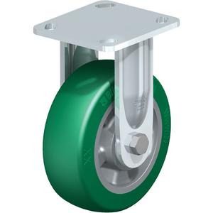 High-Quality Caster - 6" (152.4 mm), 660 lbs. (300 kg.), Polyurethane Elastomer, Rigid, Steel, 2-1/8" (54 mm), 2-5/8" x 3-5/8" (67 mm x 92 mm) - 3" x 3" (76 mm x 76 mm), 3/8" (9.52 mm), 4" x 4-1/2" (102 mm x 114 mm)