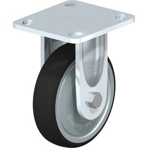 High-Quality Caster - 5" (127 mm), 550 lbs. (249.5 kg.), Thermoplastic Polyurethane, Rigid, Steel, 1-1/4" (31.75 mm), 2-5/8" x 3-5/8" (67 mm x 92 mm) - 3" x 3" (76 mm x 76 mm), 3/8" (9.52 mm), 4" x 4-1/2" (102 mm x 114 mm)