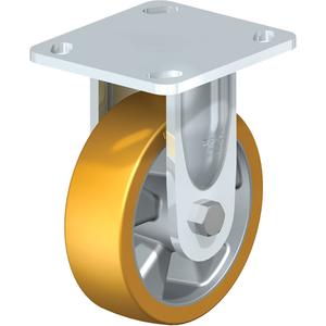 High-Quality Caster - 5" (127 mm), 770 lbs. (349 kg.), Polyurethane Elastomer, Rigid, Steel, 1-9/16" (40 mm), 2-5/8" x 3-5/8" (67 mm x 92 mm) - 3" x 3" (76 mm x 76 mm), 3/8" (9.52 mm), 4" x 4-1/2" (102 mm x 114 mm)
