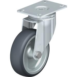 High-Quality Caster - 4" (101.6 mm), 240 lbs. (108 kg.), Thermoplastic Rubber-Elastomer, Swivel, Steel, 1-1/4" (31.75 mm), 1-3/4" x 2-13/16" (44 mm x 71 mm) - 1-3/4" x 3-1/16" (44 mm 78 mm), 5/16" (7.93 mm)
