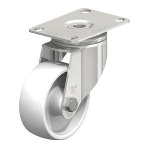 Impact-Resistant Caster - 3-1/8" (79.5 mm), 265 lbs. (120 kg.), Nylon, Swivel, Steel, 1-1/4" (31.75 mm), 1-3/4" x 2-13/16" (44 mm x 71 mm) - 1-3/4" x 3-1/16" (44 mm 78 mm), 5/16" (7.93 mm), 2-1/2" x 3-5/8" (64 mm x 92 mm)