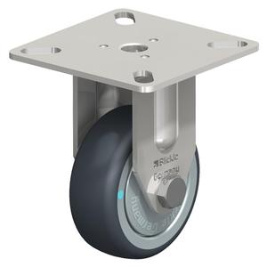 Caster - 2" (51 mm), 110 lbs. (50 kg.), Thermoplastic Rubber-Elastomer, Rigid, Stainless Steel, 3/4" (19 mm), 1-1/2" x 1-1/2" (38 mm x 38 mm) - 1-7/8" x 1-7/8" (48 mm x 48 mm), 1/4" (6.35 mm), 2-3/8" x 2-3/8" (60 mm x 60 mm)