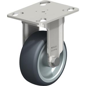 Caster - 3-1/8" (79.5 mm), 220 lbs. (100 kg.), Thermoplastic Rubber-Elastomer, Rigid, Stainless Steel, 1-1/4" (31.75 mm), 1-3/4" x 2-13/16" (44 mm x 71 mm) - 1-3/4" x 3-1/16" (44 mm 78 mm), 5/16" (7.93 mm)