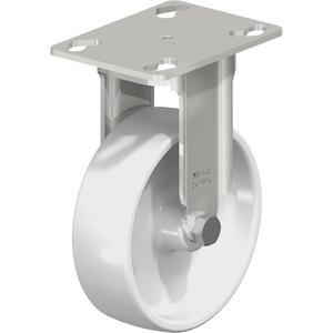 Caster - 4" (101.6 mm), 265 lbs. (120 kg.), Nylon, Rigid, Stainless Steel, 1-1/4" (31.75 mm), 1-3/4" x 2-13/16" (44 mm x 71 mm) - 1-3/4" x 3-1/16" (44 mm 78 mm), 5/16" (7.93 mm), 2-1/2" x 3-5/8" (64 mm x 92 mm)