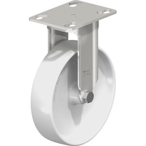 Caster - 5" (127 mm), 265 lbs. (120 kg.), Nylon, Rigid, Stainless Steel, 1-1/4" (31.75 mm), 1-3/4" x 2-13/16" (44 mm x 71 mm) - 1-3/4" x 3-1/16" (44 mm 78 mm), 5/16" (7.93 mm), 2-1/2" x 3-5/8" (64 mm x 92 mm)