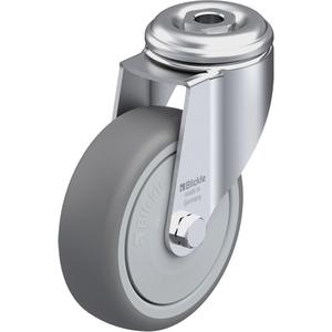 High-Quality Thermoplastic Elastomer Caster - 4" (102 mm), 240 lbs. (108 kg.), Thermoplastic Rubber-Elastomer, Swivel, Steel, 1-1/4" (31.8 mm), Bolt Hole Fitting, 1/2" (13 mm), 0" (0 mm), 85° Shore A, Ball Bearing