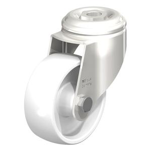 Impact-Resistant Nylon Caster - 3-1/8" (79.5 mm), 265 lbs. (120 kg.), Nylon, Swivel, Steel, 1-1/4" (31.8 mm), Bolt Hole Fitting, 1/2" (13 mm), 0" (0 mm), 85° Shore A, Plain Bore, 4-1/4"