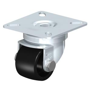 Low-Profile Caster - 1-3/8" (35 mm), 165 lbs. (75 kg.), Nylon, Swivel, Steel, 1" (25.4 mm), 1-1/2" x 1-1/2" (38 mm x 38 mm) - 1-7/8" x 1-7/8" (48 mm x 48 mm), 1/4" (6.35 mm), 2-3/8" x 2-3/8" (60 mm x 60 mm)