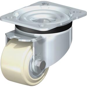 Low-Profile Caster - 2-1/2" (63.5 mm), 440 lbs. (199.58 kg.), Nylon, Rigid, Steel, 1-1/2" (38 mm), 3-1/8" x 2-3/8" (80 mm x 60 mm), 11/32" (9 mm), 4" x 3-3/8" (102 mm x 86 mm), 80° Shore D, Ball Bearing