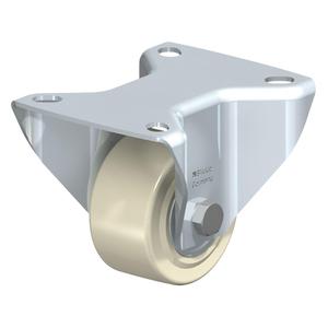 Low-Profile Caster - 2-3/8" (60.5 mm), 440 lbs. (199.58 kg.), Nylon, Rigid, Steel, 1-1/4" (31.75 mm), 3-1/8" x 2-3/8" (80 mm x 60 mm), 11/32" (9 mm), 4" x 3-3/8" (102 mm x 86 mm), 80° Shore D, Ball Bearing