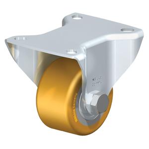 Low-Profile Caster - 2-1/2" (63.5 mm), 440 lbs. (199.58 kg.), Polyurethane, Rigid, Steel, 1-1/2" (38 mm), 3-1/8" x 2-3/8" (80 mm x 60 mm), 11/32" (9 mm), 4" x 3-3/8" (102 mm x 86 mm), 92° Shore A, Ball Bearing
