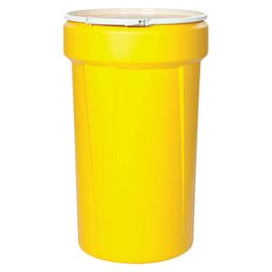 Nestable Polyethylene Drum - 30 US gal (25 imp. gal.), Unlined, Yellow, Open Top, 1H2/X100/S, 220 lbs. (100 kg.), Plastic Lever-Lock, 16 gal. (60.6 L)