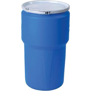 Nestable Polyethylene Drum - 14 US gal (11.7 imp. gal.), Unlined, Blue, Open Top, 1H2/X100/S, 143 lbs. (65 kg.), Plastic Lever-Lock, 5 gal. (18.9 L)