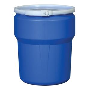 Nestable Polyethylene Drum - 10 US gal (8.33 imp. gal.), Unlined, Blue, Open Top, 1H2/X100/S, Plastic Lever-Lock, 18-1/3", 15", 12-3/4"
