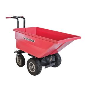 Motorized Tilt Truck - 6 pi³, 24 Volts DC, 40", 56", 25", Red, Polyethylene, Pneumatic, 3 to 6 hours