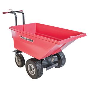 Motorized Tilt Truck - 6 pi³, 24 Volts DC, 40", 56", 25", Red, Polyethylene, Foam filled, 3 to 6 hours