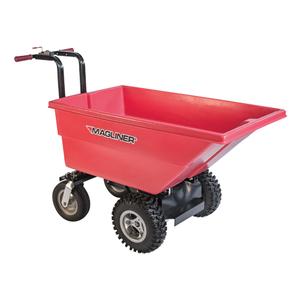 Motorized Tilt Truck - 6 pi³, 24 Volts DC, 40", 56", 25", Red, Polyethylene, Pneumatic with aggressive tread pattern, 3 to 6 hours