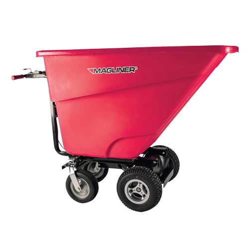 Motorized Tilt Truck - 13,5 pi³, 24 Volts DC, 45", 68", 27", Red, Polyethylene, Pneumatic, 3 to 6 hours