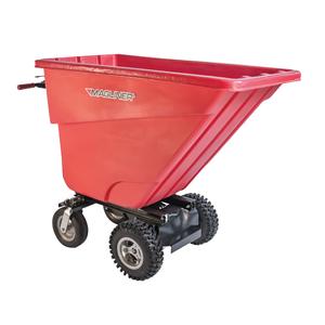 Motorized Tilt Truck - 13,5 pi³, 24 Volts DC, 45", 68", 26-1/2", Red, Polyethylene, Pneumatic with aggressive tread pattern, 3 to 6 hours