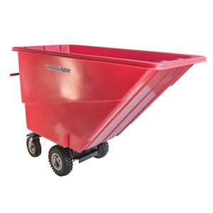 Motorized Tilt Truck - 27 pi³, 24 Volts DC, 51", 33", 81", Red, Polyethylene, Pneumatic with aggressive tread pattern, 3 to 6 hours