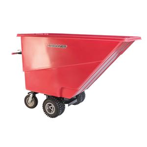 Motorized Tilt Truck - 27 pi³, 24 Volts DC, 51", 33", 81", Red, Polyethylene, Dual Pneumatic with aggressive tread pattern, 3 to 6 hours