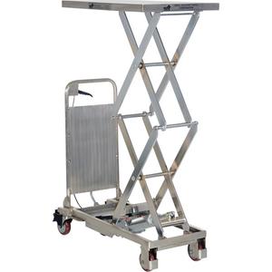 Manual Hydraulic Scissor Lift Table - 27-1/2" L x 17-3/4" W, 220 lbs., 51", 10.5", Partial Stainless Steel, 37.5", 2", 1.8"