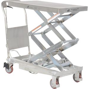 Manual Hydraulic Scissor Lift Table - 35-1/2" L x 20" W, 800 lbs., 51.75", 15.25", Partial Stainless Steel, 39.5"