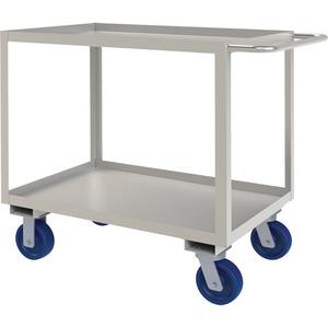 Industrial Grade Shelf Cart - 2, 24-1/8", 36", 42", Stainless Steel, All-Welded, Lip Up, Polyurethane, 1200 lbs.