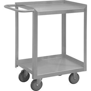 Industrial Grade Shelf Cart - 2, 19", 37", 36-7/16", Stainless Steel, All-Welded, Lip Up, Polyurethane, 1200 lbs.