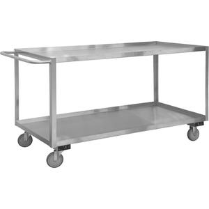 Industrial Grade Shelf Cart - 2, 18-1/8", 42", 35", Stainless Steel, All-Welded, Lip Up, Polyurethane, 1200 lbs.