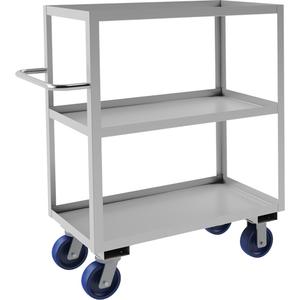 Industrial Grade Shelf Cart - 3, 18-1/8", 47", 42", Stainless Steel, All-Welded, Lip Up, Polyurethane, 1200 lbs.