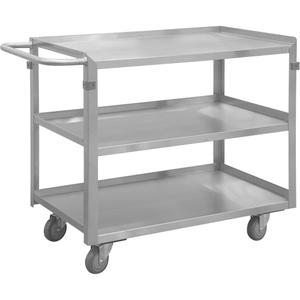 Industrial Grade Shelf Cart - 3, 16-3/4", 34", 30-7/16", Stainless Steel, All-Welded, Lip Up, Polyurethane, 600 lbs.