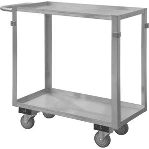 Industrial Grade Shelf Cart - 2, 16-3/4", 34", 36-7/16", Stainless Steel, All-Welded, Lip Up, Polyurethane, 600 lbs.