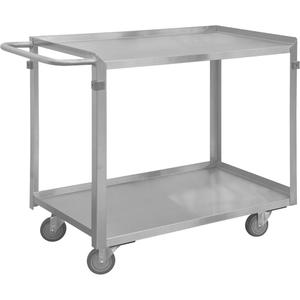 Industrial Grade Shelf Cart - 2, 16-3/4", 34", 36-7/16", Stainless Steel, All-Welded, Lip Up, Polyurethane, 600 lbs.