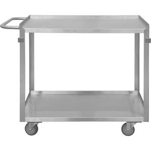Industrial Grade Shelf Cart - 2, 22-1/2", 34", 42-7/16", Stainless Steel, All-Welded, Lip Up, Polyurethane, 600 lbs.