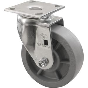 Emaxx™ Caster - 4" (101.6 mm), 1000 lbs. (453.6 kg.), Envirothane™, Swivel, Steel, 2" (50.8 mm), 2-5/8" - 3" (67 mm x 76 mm), 3/8" (9.52 mm), 3-27/32'' x  4-1/2'' (97.6 mm x 114.3 mm), Roller, 3-3/4", 5-5/8"
