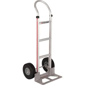 Knocked Down Hand Truck - Continuous, Aluminum, 18" W x 7-1/2" D, Micro-Foam, 10" H x 3-1/2" W, 500 lbs., 48", 21", Silver