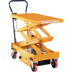DC Powered Hydraulic Scissor Lift Elevating Cart - 39-3/4" L x 20-1/2" W, 1000 lbs., 63.75", 19.5", Steel, 5" x 2"