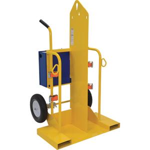 Welding Cylinder Torch Cart - Steel, 40-1/4", 66-3/8", 34-3/8", 500 lbs., Foam-Filled, 24" W x 19-1/2" L, 16", 7-1/2"W x 2-9/16"H