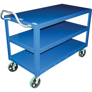 Ergo-Handle Cart - 4000 lbs., Steel, 24-1/2", 41", 54-7/8", Lip Down, All-Welded, Nylon, 8", 36-3/16", 24"W x 48"L, 10-1/4"