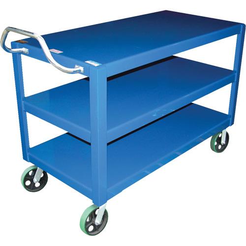 Ergo-Handle Cart - 4000 lbs., Steel, 24-1/2", 41", 54-7/8", Lip Down, All-Welded, Nylon, 8", 36-3/16", 24"W x 48"L, 10-1/4"