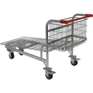 Nestable Wire Cart - 1, 275 lbs., Steel, 28-3/4", 37-1/16", 59-5/8", Polyurethane, 45-1/8", 25-1/2", 2"