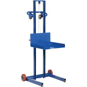 Low Profile Lite Load Lift - 400 lbs., 20" W x 20" D, 1/4", 55", Hand Winch, Steel, 10", 134 lbs., 30-1/2" W x 33-3/16" L x 66-1/2" H