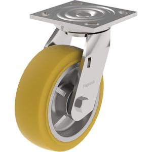 21 Series Medium-Duty Caster - 4" (101.6 mm), 700 lbs. (317 kg.), Urethane, Rigid, Steel, 2" (50.8 mm), 2-5/8" x 3-5/8" (67 mm x 92 mm) - 3" x 3" (76 mm x 76 mm), 3/8" (9.52 mm), 4" x 4-1/2" (102 mm x 114 mm)