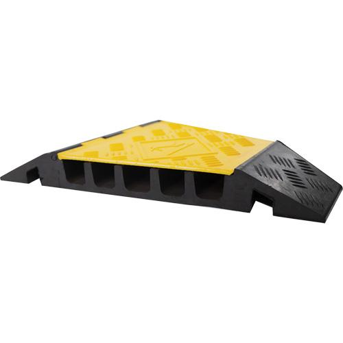 Powerhouse™ Heavy-Duty Right Turn Cable Protector - 5, 12", 19.75", 2.25", 1.5", 1.5", 20000 lbs. (10 tons), 40000 lbs. (20 tons), Black, Yellow, 3 Year Indoor / 1 Year Outdoor