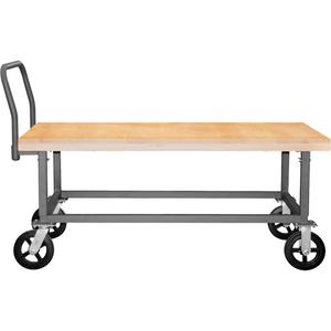 Adjustable Wood Deck Platform Truck - 24", 48", 1800 lbs., Corner Standard, 8", Mold-on Rubber, 24" W x 51-3/4" D x 49-1/4" H, 2", Textured Powder Coated, 14 Gauge Steel