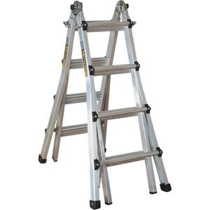Telescoping Multi-Position Ladder - 4.5', 17', Aluminum, 300 lbs., 1A, 1A, 23.5" W x 8" D x 54.5" H (59.7 W x 20.3 D x 138.4 H cm), 18' 1", 28
